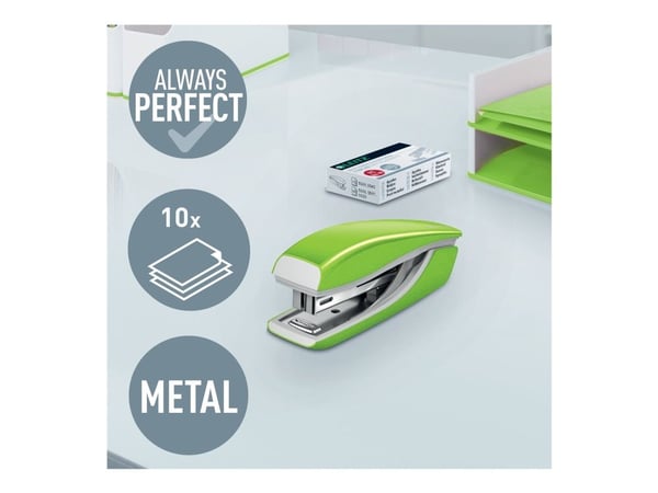 Leitz WOW Mini - Stiftemaskin - 10 ark / 1 mm - No.10 - metall - grønn