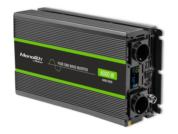 Qoltec Monolith spenningsomformer | 3000W | 6000W | 24V til 230V | Ren sinus | LCD