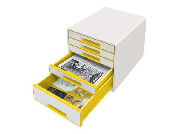 Desk Cube Leitz WOW 5-laatikkoa valkoinen/keltainen