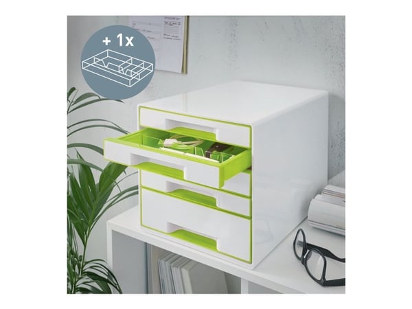 Pöytä Cube Leitz WOW 5-laatikkoa valkoinen/vihreä