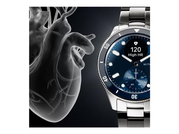 Withings ScanWatch Nova - 42 mm - rustfritt stål - hybrid smartklokke med Oyster Metal-armbånd - metall - display 0,63" - monokrom - Bluetooth LE -...