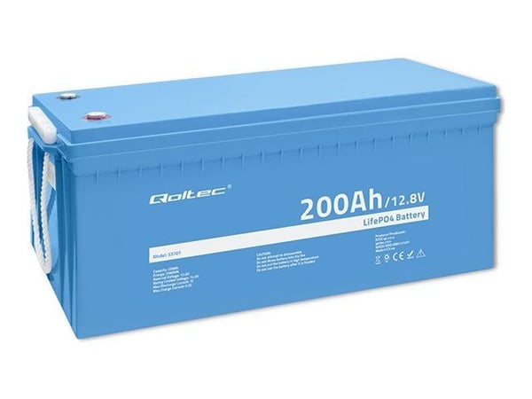 Qoltec LiFePO4 litium-rautafosfaattiakku | 12.8V | 200Ah | 2560Wh | BMS | BMS