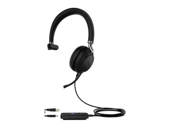 Yealink UH38 Mono Without Battery - Hodesett - on-ear - kablet, trådløs - USB-C - lydisolerende - svart - Certified for Microsoft Teams