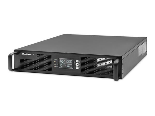 Qoltec - UPS (kan monteres i rack) - power factor 1.0, LCD, EPO, on-line - AC 110-300 V - 2000 watt - 2000 VA - 7 Ah - RS-232, USB - utgangskontakt...