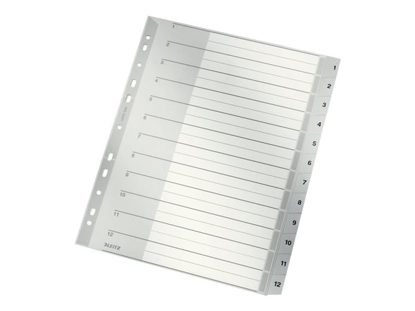 Leitz 12820000, Numeroitu välilehtihakemisto, Pahvi, Harmaa, A4, 250 g/m², 238 mm