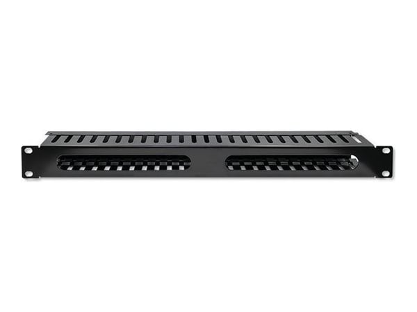 Qoltec - Rackkabelorganisator - solid steel, 24 ports - svart - 1U - 19"