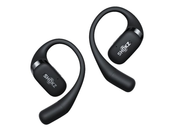 Shokz OpenFit - True wireless-hodetelefoner med mikrofon - åpent øre - over-øret-montering - Bluetooth - svart