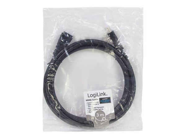 LogiLink High Speed with Ethernet - HDMI-forlengelseskabel med Ethernet - HDMI hann til HDMI hunn - 3 m