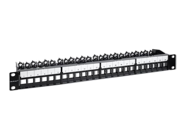 Qoltec - Koblingspanel - solid steel - rackmonterbar - UTP - RJ-45 X 24 - svart - 1U - 19"