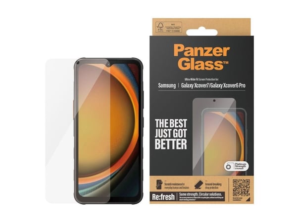 PanzerGlass - Skjermbeskyttelse for mobiltelefon - ultrabred passform - glass - for Samsung Galaxy Xcover 6 Pro, XCover7