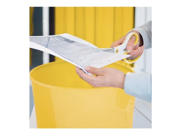 Esselte-Leitz LEITZ papirkurv WOW, laget av plast, 15 liter, gul rund, høyglans, integrert bærehåndtak, glatt innside - 1 stk (5278-10-16)