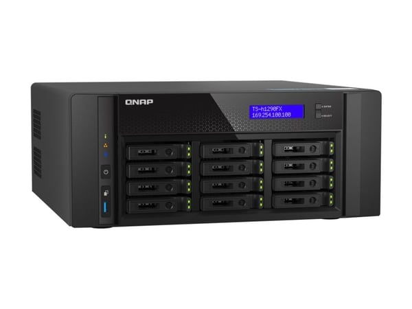 QNAP TS-h1290FX - NAS-palvelin - 12 lokeroa - SATA 6Gb/s / PCIe (NVMe) / U.2 - RAM 128 GB - 25 Gigabit Ethernet / 2,5 Gigabit Ethernet - iSCSI-tuki