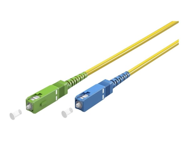 goobay - Koblingskabel - SC/APC-enkeltmodus (hann) til SC/UPC-enkeltmodus (hann) - 5 m - 3 mm - fiberoptisk - simpleks - 9 / 125 micron - G.657.A2/...