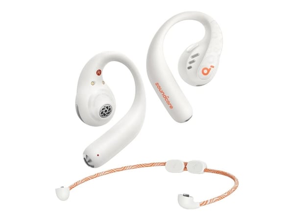 Soundcore AeroFit Pro - True wireless-hodetelefoner med mikrofon - åpent øre - over-øret-montering - Bluetooth - hvit