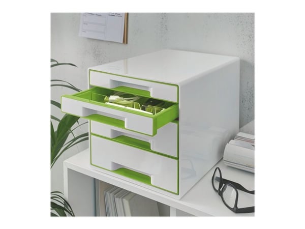 Pöytä Cube Leitz WOW 4-laatikkoa valkoinen/vihreä