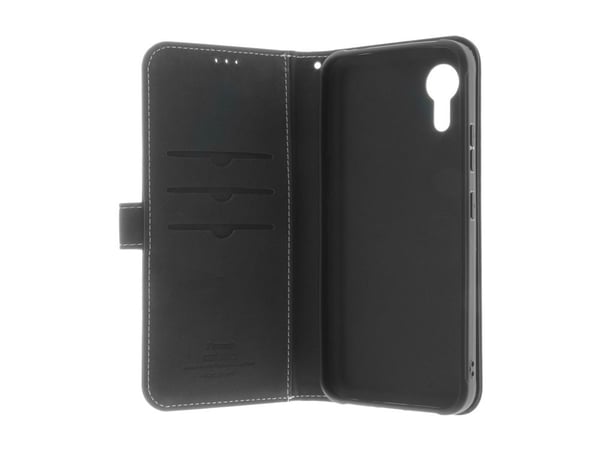 Insmat Exclusive - Lommebok for mobiltelefon - ekte skinn, kartong+papir, polyuretan, termoplast-polyuretan (TPU) - svart - for Samsung Galaxy XCover7