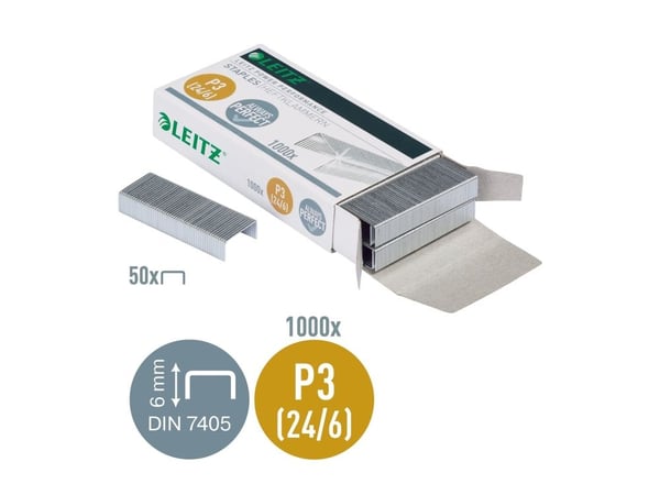 Leitz Niitit Power Performance P3 24/6 1000/ltk, 24/6, 1000 niitit, 24/6, Terästä, Leitz, 50 g