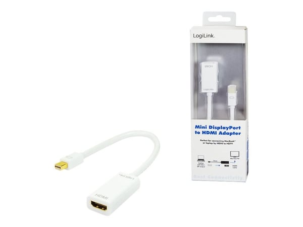 LogiLink - Video adapter - Mini DisplayPort hann til HDMI hunn - 10 cm - hvit