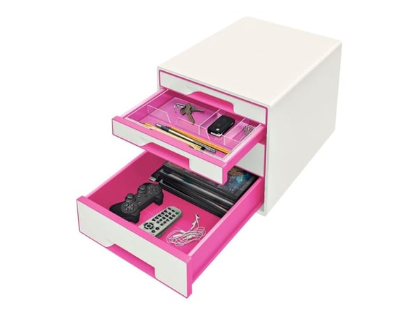 Leitz WOW CUBE - Skuffskap - 4 skuffer - for A4 (210 x 297 mm) - metallisk rosa