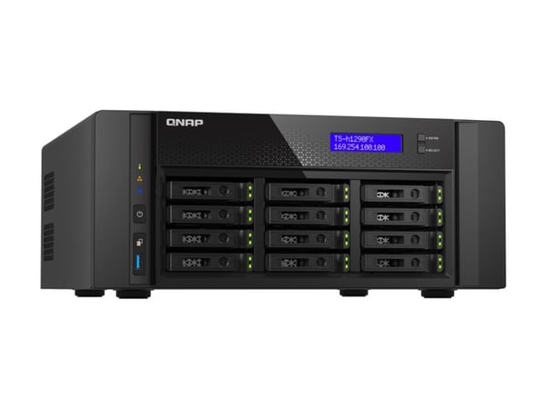QNAP TS-h1290FX - NAS-palvelin - 12 lokeroa - SATA 6Gb/s / PCIe (NVMe) / U.2 - RAM 128 GB - 25 Gigabit Ethernet / 2,5 Gigabit Ethernet - iSCSI-tuki