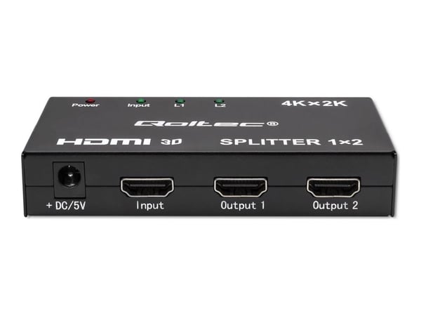 Qoltec - Video-/audiosplitter - aktiivinen, erittäin vakaa - 2 x HDMI - pöytätietokone - DC