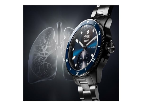 Withings ScanWatch Nova - 42 mm - rustfritt stål - hybrid smartklokke med Oyster Metal-armbånd - metall - display 0,63" - monokrom - Bluetooth LE -...