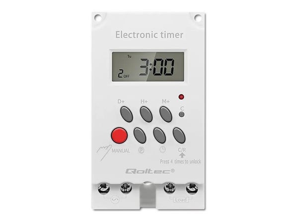Qoltec PC0629 - Automatisk strømsvitsj (DIN-skinnemonterbar) - LCD - hvit
