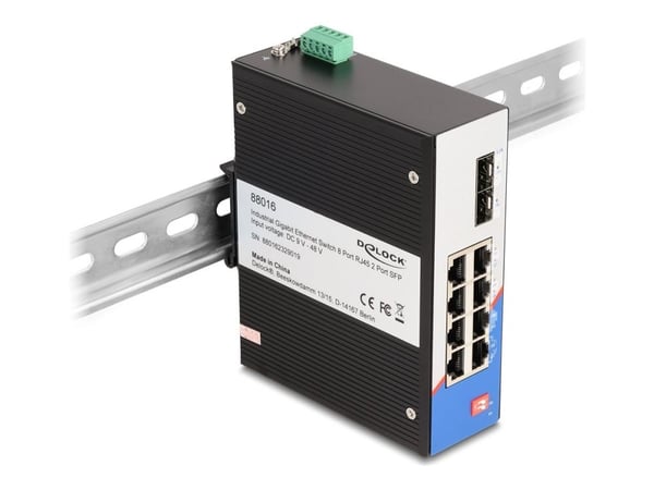 Delock - Switch - 8 x 10/100/1000 + 2 x SFP - DIN-skinnemonterbar