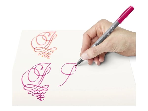 STAEDTLER 375 - Fibertuppenn - calligraphy - water-based - permanent - assorterte farger - fargeblekk - 2 mm - thin-thick - 12 deler (en pakke 12)