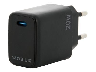 Mobilis - Strømadapter - rask - 20 watt - PD/PPS (USB-C) - svart - Europa