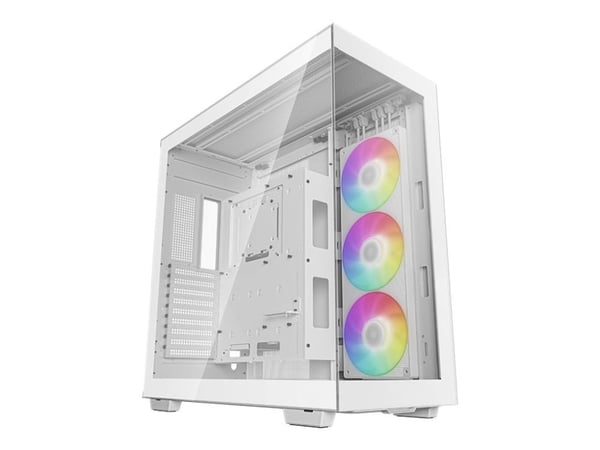 DeepCool CH780 - Tower - utökad ATX - genomskinlig sidopanel (härdat glas) - ingen strömförsörjning (ATX / PS/2) - vit - USB/ljud