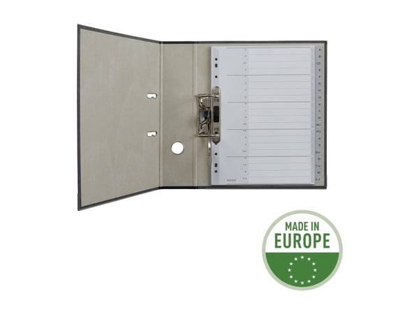 Leitz - Inndeler - 20 deler - fortrykt: A-Z - for A4 (210 x 297 mm) - med fliker - grå