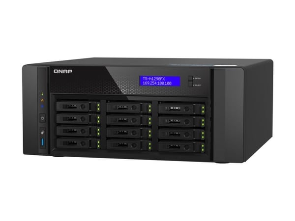 QNAP TS-h1290FX - NAS-palvelin - 12 lokeroa - SATA 6Gb/s / PCIe (NVMe) / U.2 - RAM 128 GB - 25 Gigabit Ethernet / 2,5 Gigabit Ethernet - iSCSI-tuki
