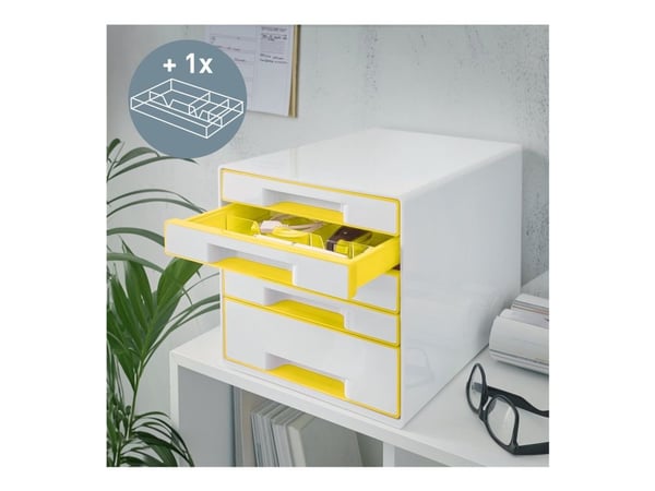Desk Cube Leitz WOW 5-laatikkoa valkoinen/keltainen
