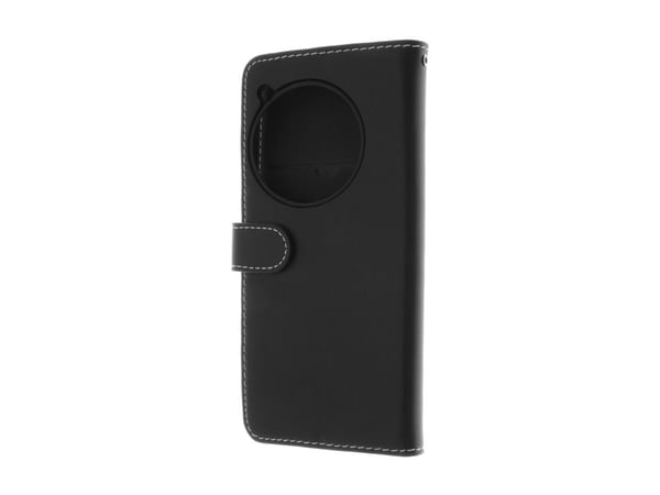 Insmat Exclusive - Lommebok for mobiltelefon - ekte skinn, termoplast-polyuretan (TPU), kartong+papir+aluminiumsfolie - svart - for OnePlus 12R