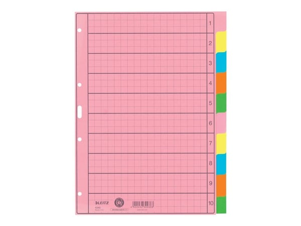 Leitz - Inndeler - 10 deler - for A4 (210 x 297 mm) - med fliker - multifarge
