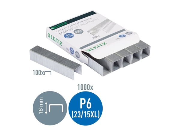 Leitz Power Performance P6 - Stifter - 23/15XL - 15 mm - galvanisert stål - pakke av 1000 - for Rapid Fashion HD110, HD210
