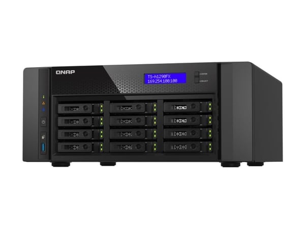 QNAP TS-h1290FX - NAS-palvelin - 12 lokeroa - SATA 6Gb/s / PCIe (NVMe) / U.2 - RAM 128 GB - 25 Gigabit Ethernet / 2,5 Gigabit Ethernet - iSCSI-tuki