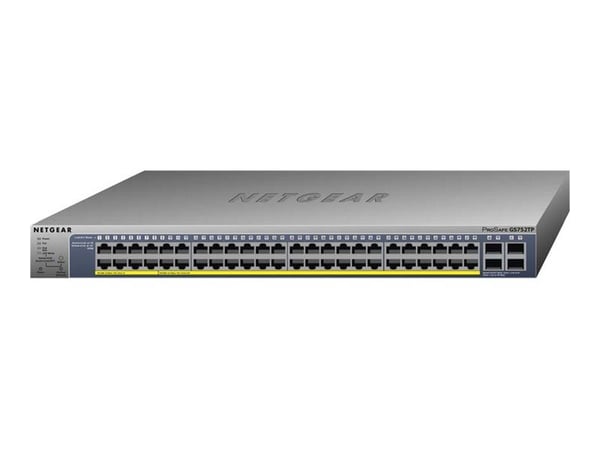 NETGEAR Smart GS752TP - Switch - L3 Lite - smart - 8 x 10/100/1000 (PoE+) + 40 x 10/100/1000 (PoE) + 4 x SFP - skrivbordsmodell, rackmonterbar - Po...