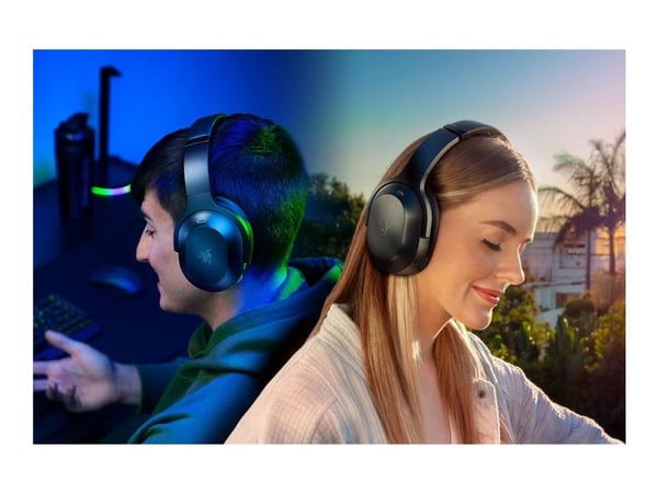 Razer Barracuda Pro - Hodesett - full størrelse - Bluetooth / 2,4 GHz radiofrekvens - trådløs - aktiv støydemping - lydisolerende