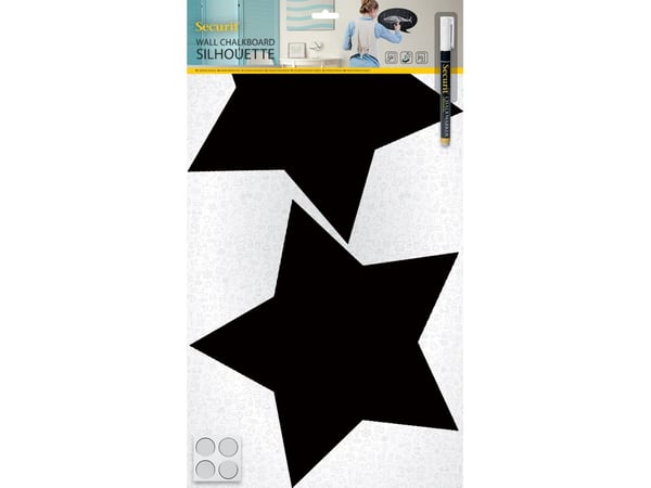 Securit FB-STARS, 300 x 500 mm, Melamine, Harpiks, Velcro mappe, Svart
