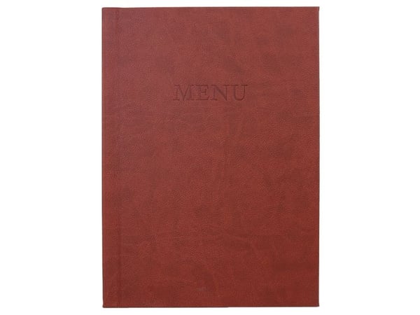 Classic A4 MENU hårdt omslag med klemryg, brun