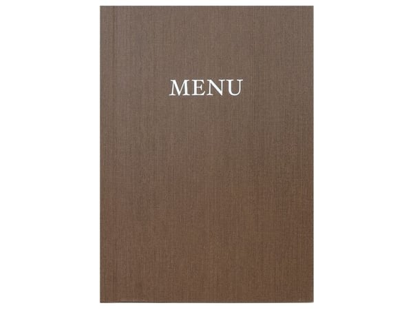 Modern A4 MENU hårdt omslag med klemryg, marron