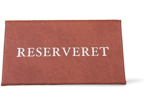 Classic RESERVERET (DK) bordskilt, brunt