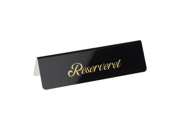 Bordsskylt Reserveret (DK) 5 st. aluminium, svart