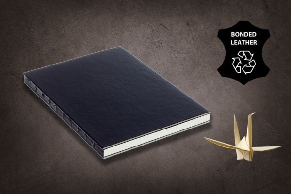 Luonnoslehtiö A5 LEATHER, vuoriton, sidottu nahka, musta