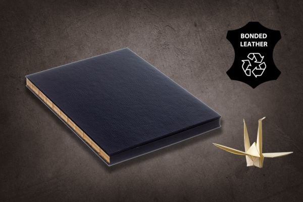 Skitsebog A5 LEATHER GOLD, ulinjeret, bonded læder, sort/guld