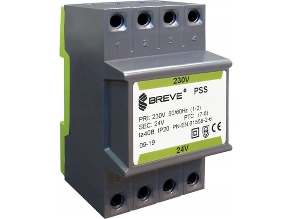 BREVE enfas modultransformator PSS 30N 30VA 230/24V (för skena) 16024-9879