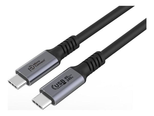 MicroConnect - USB-kabel - 24 pin USB-C (hann) til 24 pin USB-C (hann) - USB4 Gen3x2 - 48 V - 5 A - 2 m - USB Power Delivery (240 W), up to 40 Gbps...