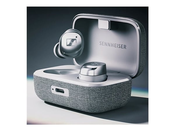 Sennheiser MOMENTUM True Wireless 4 - True wireless-hodetelefoner med mikrofon - i øret - Bluetooth - aktiv støydemping - hvit sølvfarge
